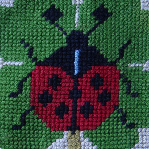 Vintage ‘80s embroidery cash napkin “Ladybug” like new