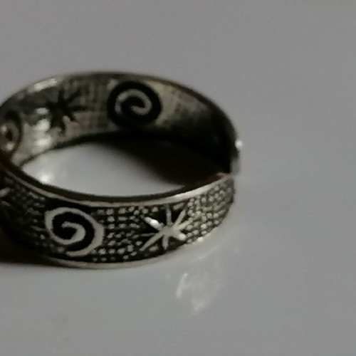Silver 925 ankle ring with embossed stars and spirals new