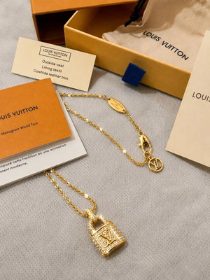 Louis Vuitton Monogram World Tour Padlock Necklace with Strass, Gold Tone