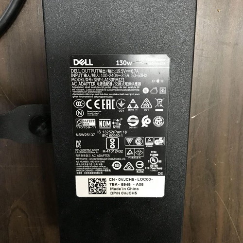 Laptop Dell AC Adapter 19.5V 6.7A 130W 7.4mm x 5.0mm used