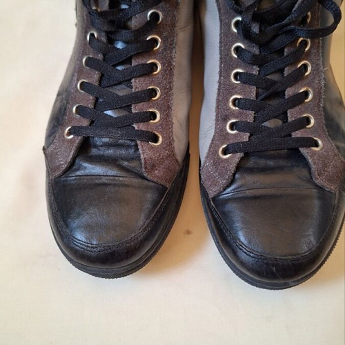 Men's leather boots used, black and gray, size 41-41.5