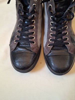 Men's leather boots used, black and gray, size 41-41.5