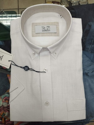 Truzi Men's Short Sleeve Shirt White Cotton Linen New
