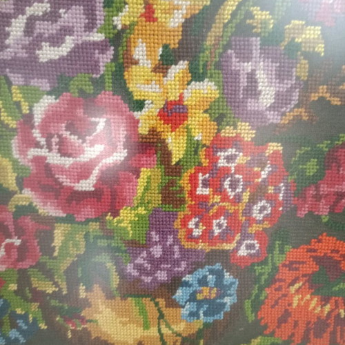 Embroidered painting used with floral theme in handmade frame 75x60
