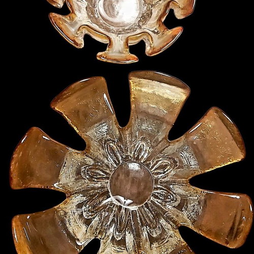 Διακοσμητικό κεντρικό κομμάτι μπολ 2τμχ Mid-Century Modern από κρύσταλλο Murano σαν καινούργιο