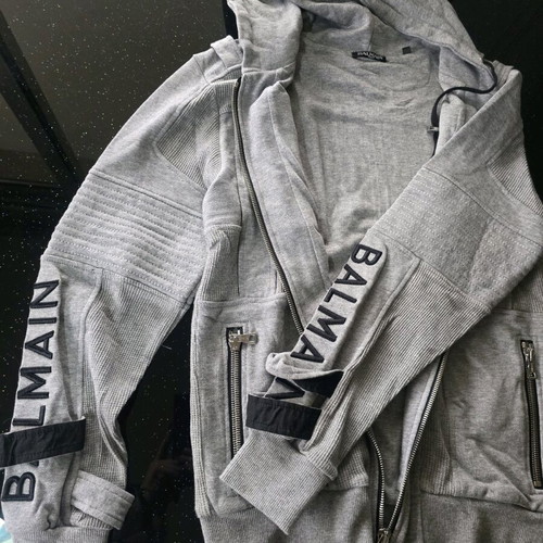 Balmain gray zip-up hoodie like new, size S