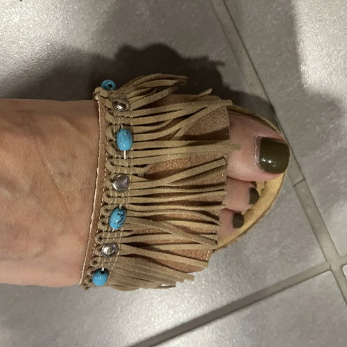 Suede leather sandals beige size 35 unused