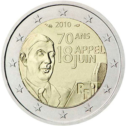 France 2 Euro 2010 UNC De Gaulle commemorative coin