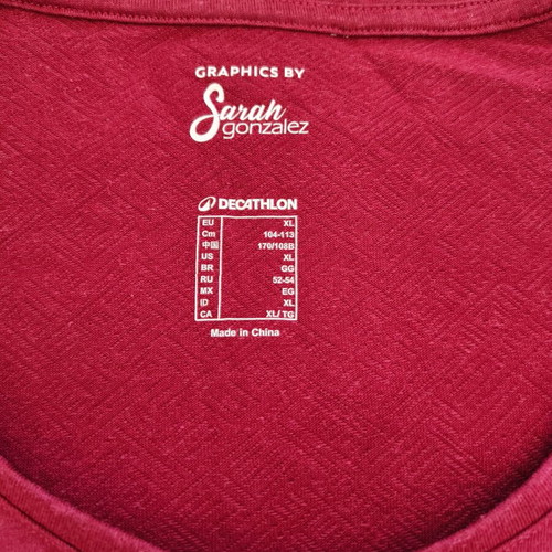 Quechua Women's Hiking T-Shirt NH500 New, Red and Purple, Size XL