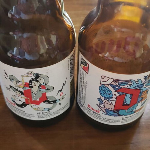 Duvel beer bottles used, set of 2, collectible