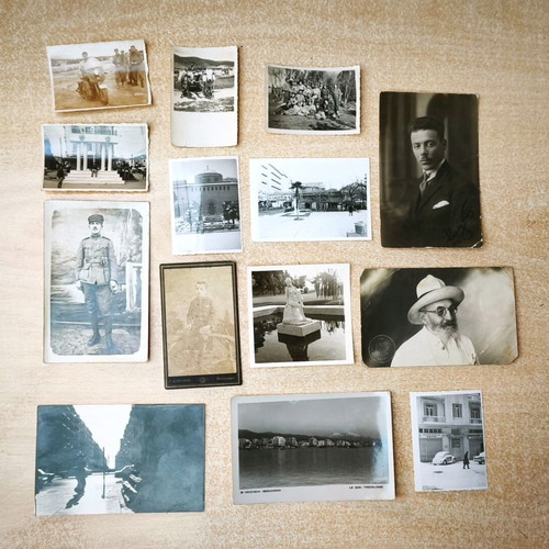 Vintage historical photos and postcards used, collection of 14