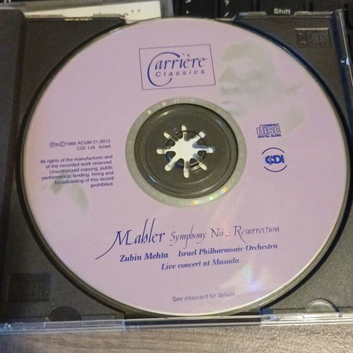 Mahler Symphony No.2 Resurrection CD used, conducted by Zubin Mehta
