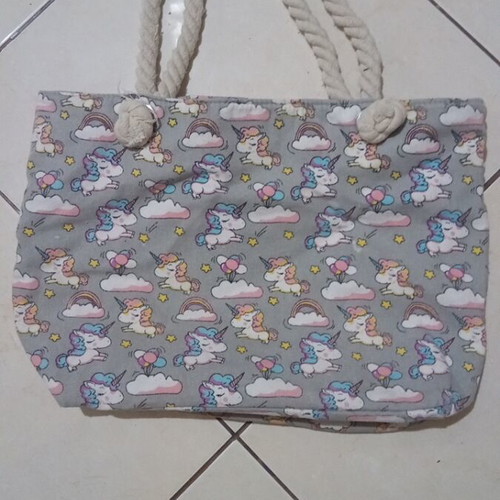 Children's beach bag with unicorn, like new, shoulder, gray
