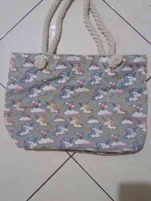 Children's beach bag with unicorn, like new, shoulder, gray