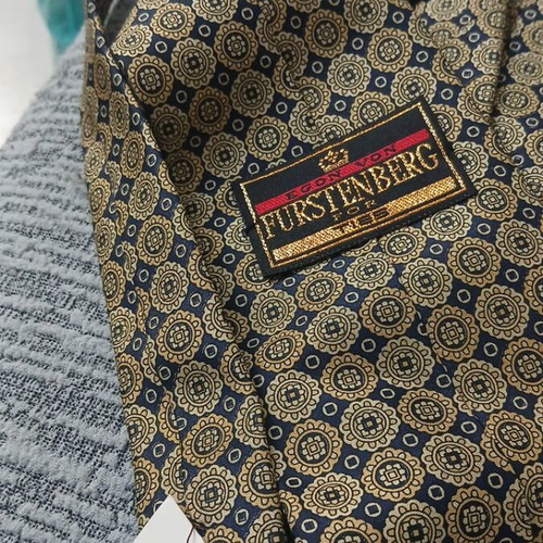 FURSTENBERG silk tie 100% new blue gold