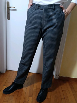 Vintage wool pinstripe grey pants M-L like new