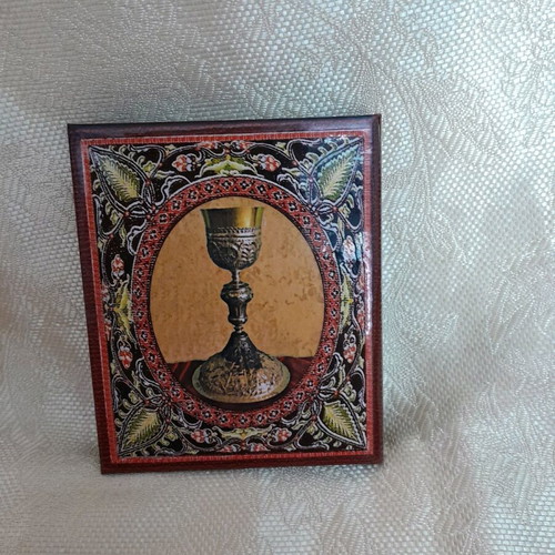 Prayer image used, 9.5x8.5cm, hard cardboard