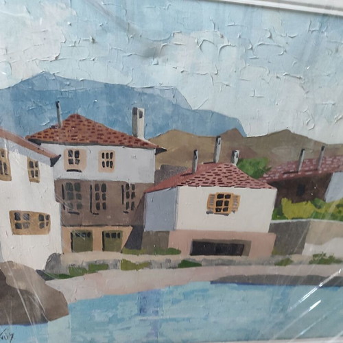 Πίνακας ζωγραφικής Μάνος Σοφιανός υπογεγραμμένος, σαν καινούργιος, νησιώτικο τοπίο