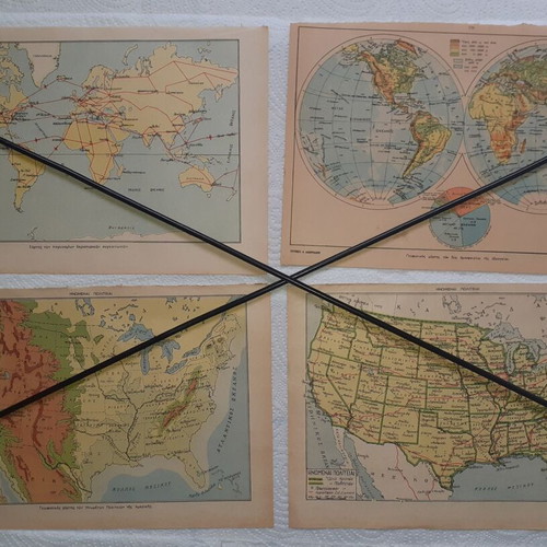 Set of 36 original maps from early 1950s, used
