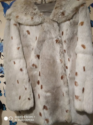Authentic fur used with hood, beige