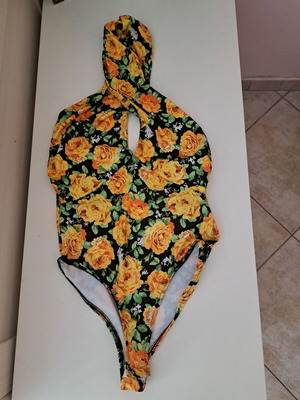 Bodysuit with flowers from Zara tied at neck, size S
