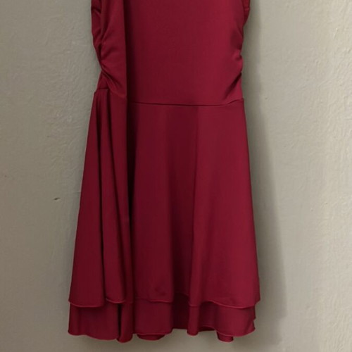 Dress short burgundy with side gathers and inner lining like new
