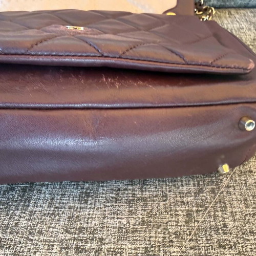 DKNY vintage leather shoulder bag used, burgundy red