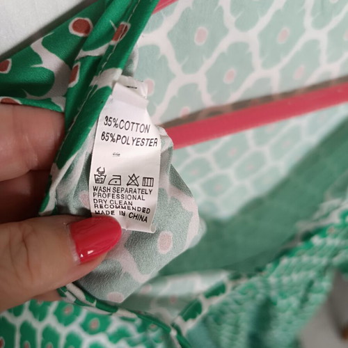 Long dress, white and green, size XL