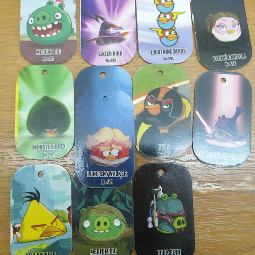 Angry Birds metal tags set of 12 like new