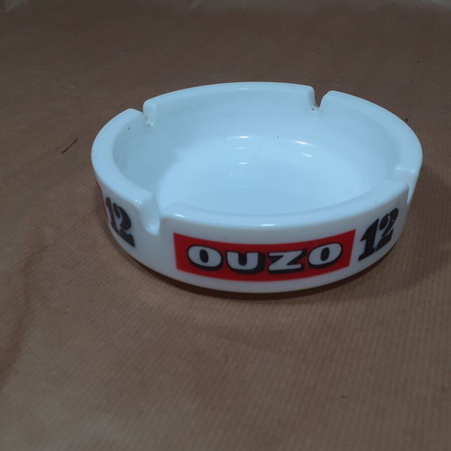 Ouzo 12 ashtray used, white