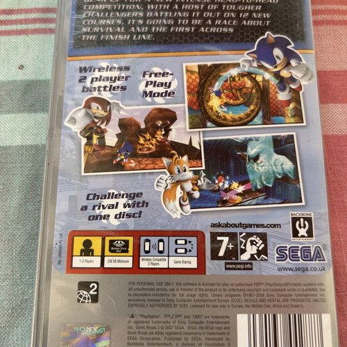 PSP Sonic Rivals 2 Platinum game like new, complete in box