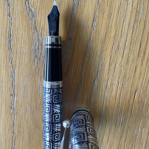 Campo Marzio carved embossed pen in silver and black, like new