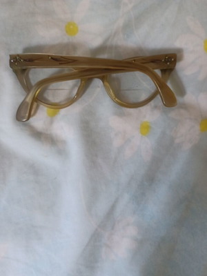 Vintage γυαλιά οράσεως Cat-Eye 1950s-1960s Frame France με στρας μεταχειρισμένα, μπεζ