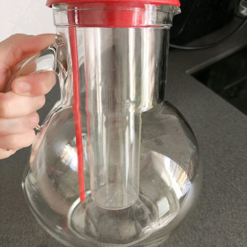 Glass pitcher Made in Italy like new with ice container and stirrer