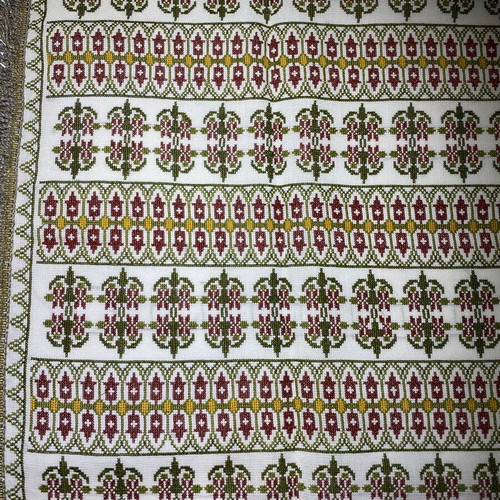 Set of 2 vintage handmade embroidered table runners with fringes