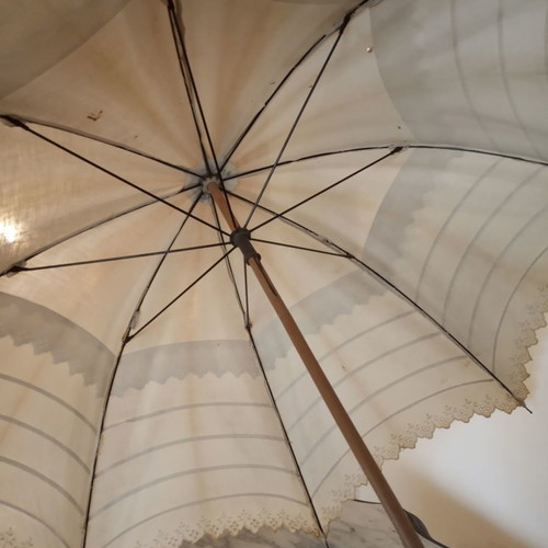 White fabric antique umbrella from the 1920s