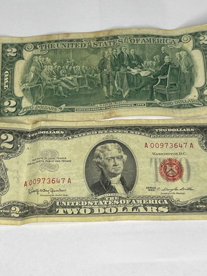 US 2 Dollar Note Series 1953 Red Seal like new