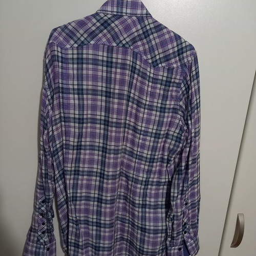 Homini Emerito by Mango men's shirt new, white with purple, blue and green stripes, XL