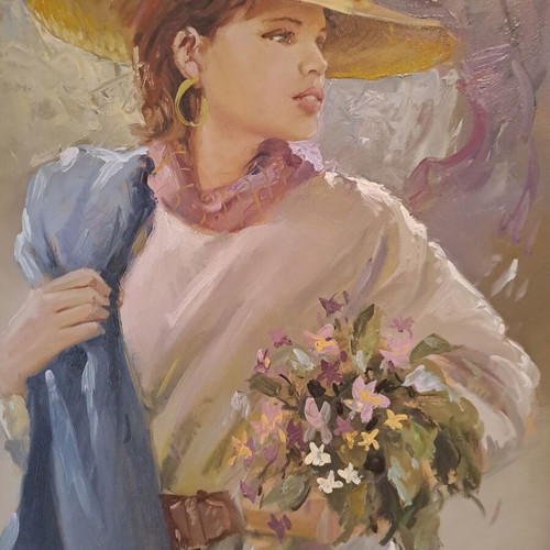 Painting by Konstantinos Rigoulis like new, portrait oil on canvas
