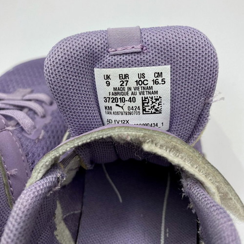 Puma kids' athletic shoes size 27, like new, white and purple