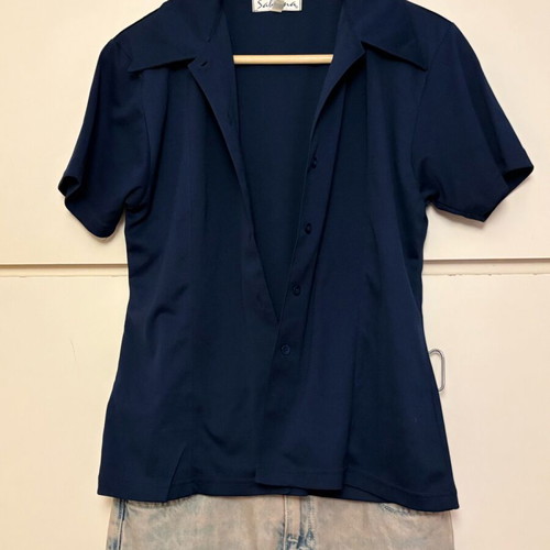 Sabrina shirt navy blue like new, size M/L