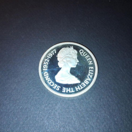 Silver coin Tristan da Cunha 25 pence 1977 like new