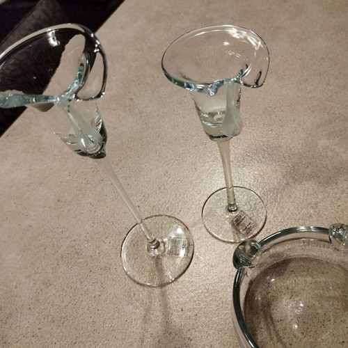 Κρυστάλλινα κηροπήγια Δάκρυ με τασάκι, καινούργια