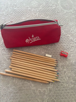 Colored pencils like new with sharpener and case
