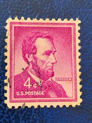 Γραμματόσημο Abraham Lincoln μεταχειρισμένο, 1954, 4 c