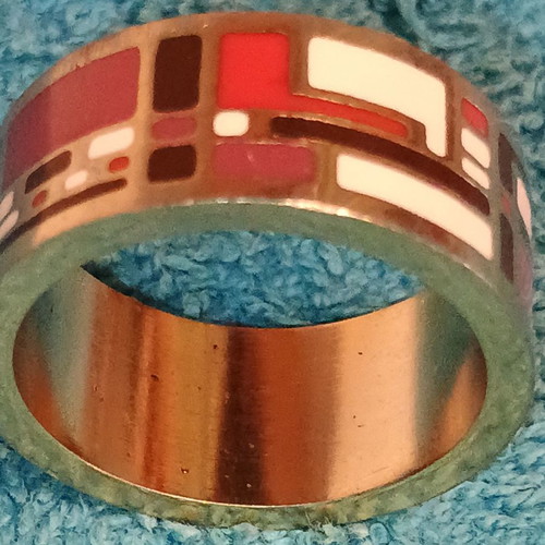 Stainless Steel Ring with Enamel new