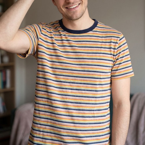 Men's Multicolor Striped T-Shirt Vintage Retro Style