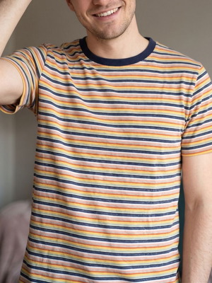 Men's Multicolor Striped T-Shirt Vintage Retro Style
