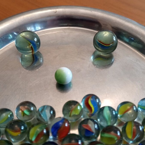 Vintage glass marbles set of about 140 pieces, 1970s