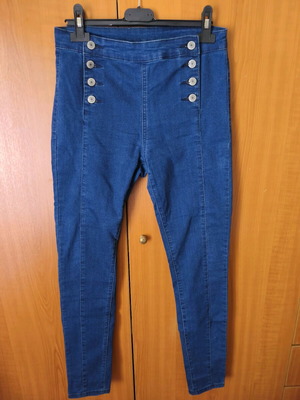 Elastic denim pants like new, summer style, size M, blue